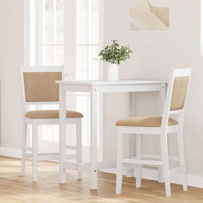Barhocker mit Kissen 2 Stk. Weiß Massivholz Gummibaum