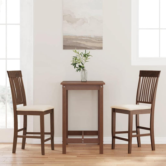 Barhocker mit Kissen 2 Stk. Braun Massivholz Gummibaum