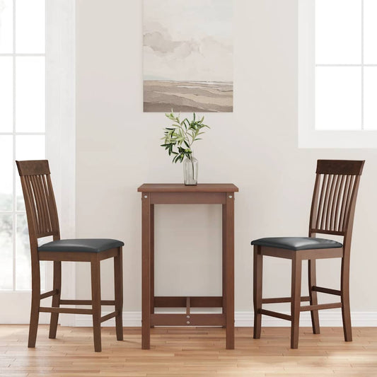 Barhocker mit Kissen 2 Stk. Braun Massivholz Gummibaum