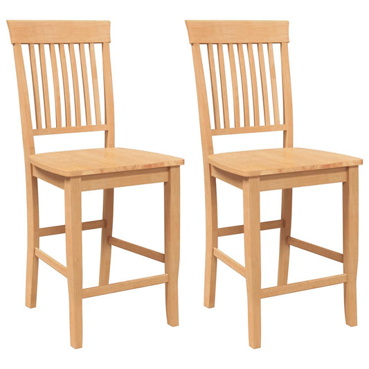 Barhocker 2 Stk. Natur Massivholz Gummibaum