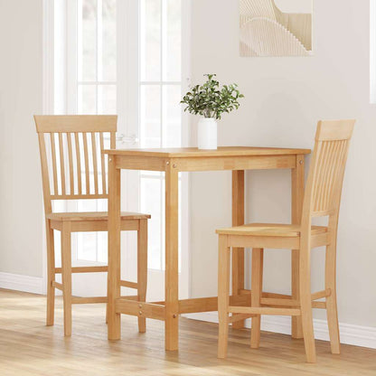 Barhocker 2 Stk. Natur Massivholz Gummibaum