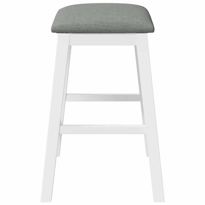 Barstühle mit Kissen 2 Stk. Weiß Massivholz Gummibaum