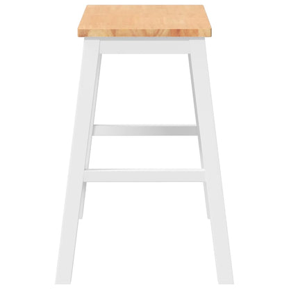 Barstühle 2 Stk. Weiß Massivholz Gummibaum
