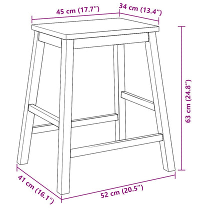 Barstühle 2 Stk. Weiß Massivholz Gummibaum