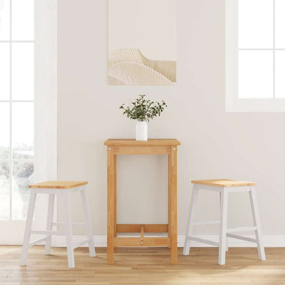 Barstühle 2 Stk. Weiß Massivholz Gummibaum