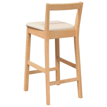 Barhocker mit Kissen 2 Stk. Natur Massivholz Gummibaum