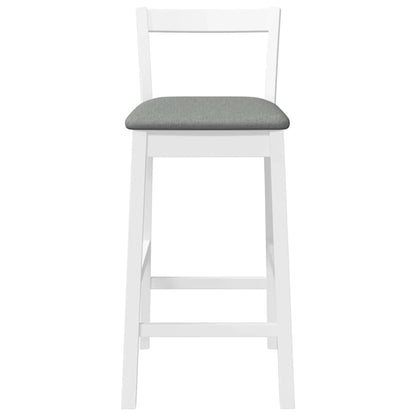 Barhocker mit Kissen 2 Stk. Weiß Massivholz Gummibaum