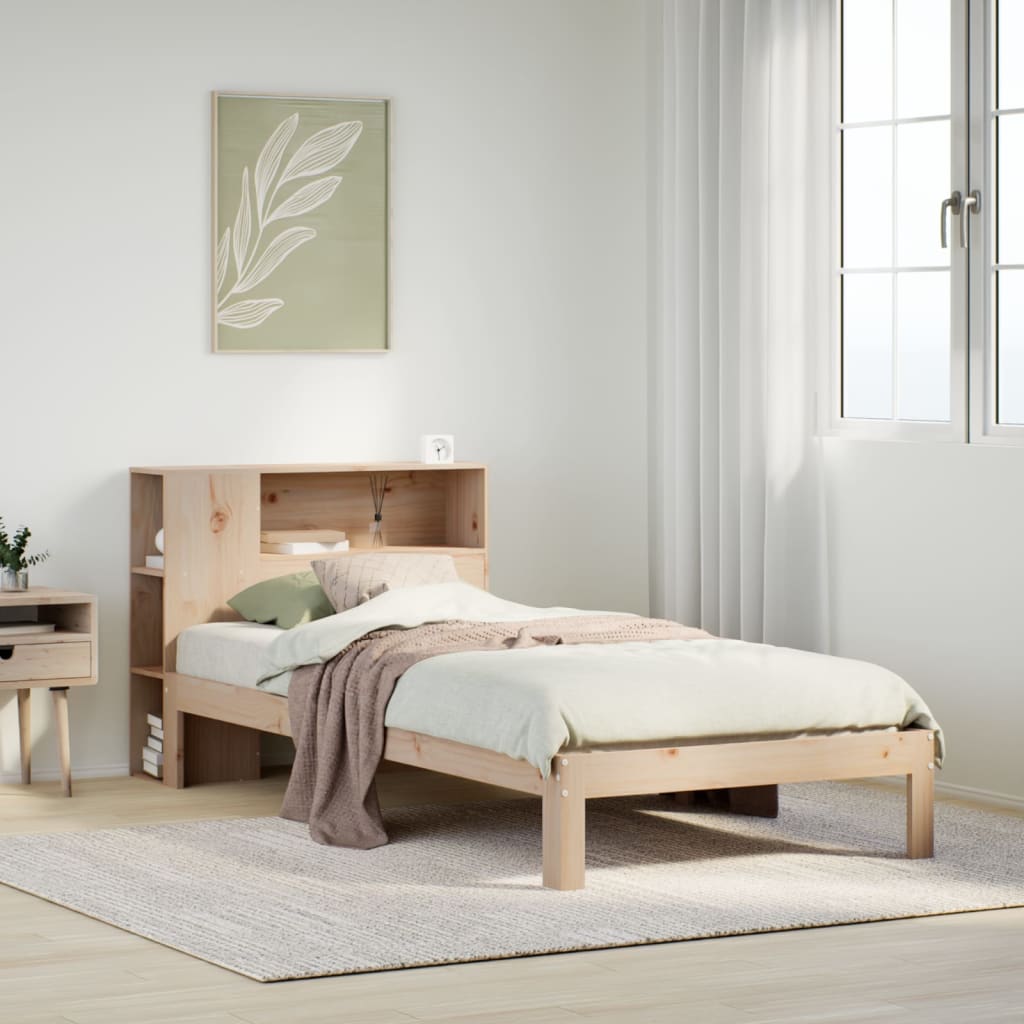 Massivholzbett mit Regal ohne Matratze 90x190 cm Kiefer