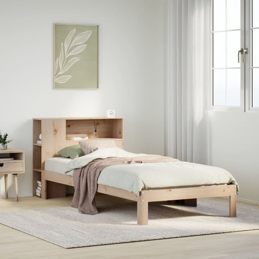 Massivholzbett mit Regal ohne Matratze 90x190 cm Kiefer