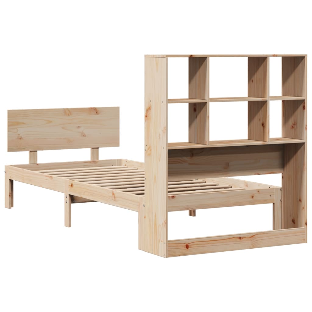 Massivholzbett mit Regal ohne Matratze 90x200 cm Kiefer