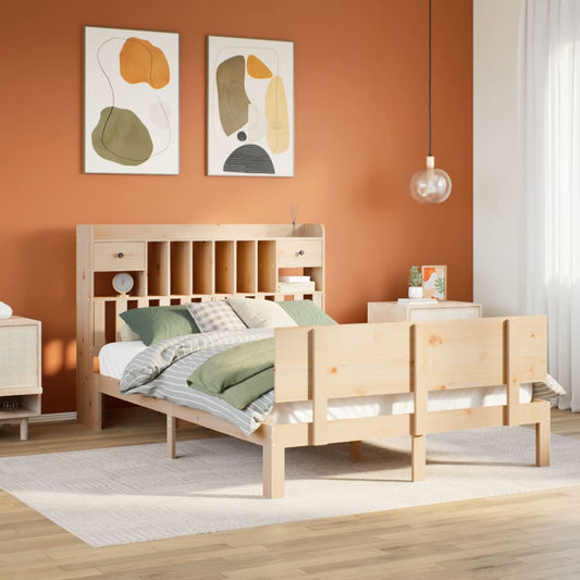 Massivholzbett mit Regal ohne Matratze 160x200 cm Kiefer