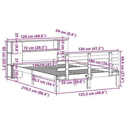 Massivholzbett mit Regal ohne Matratze Wachsbraun 120x190 cm