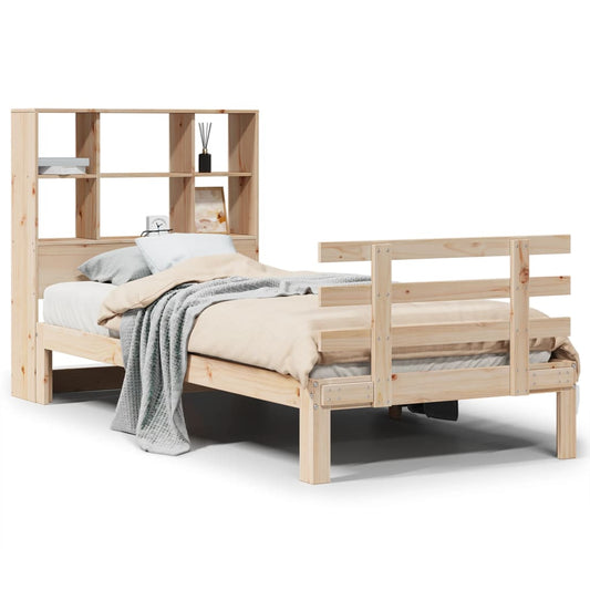 Massivholzbett mit Regal ohne Matratze 90x200 cm Kiefer