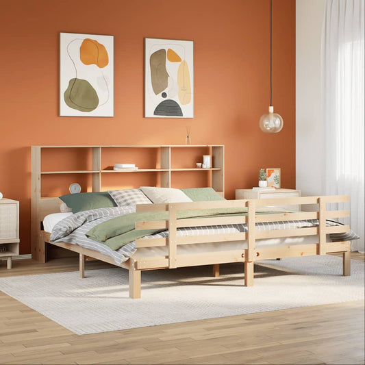 Massivholzbett mit Regal ohne Matratze 180x200 cm Kiefer