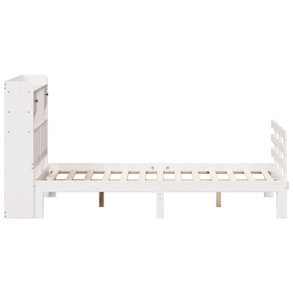 Massivholzbett mit Regal ohne Matratze Weiß 135x190 cm Kiefer
