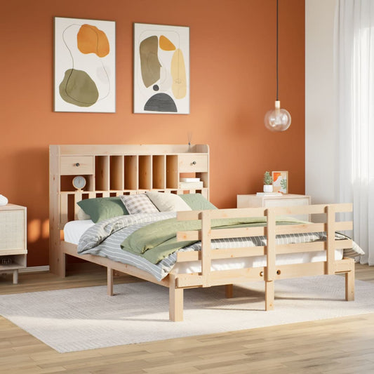 Massivholzbett mit Regal ohne Matratze 150x200 cm Kiefer