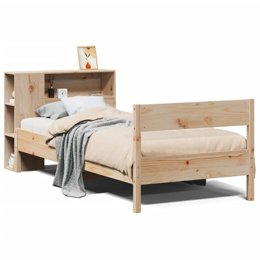 Massivholzbett mit Regal ohne Matratze 90x190 cm Kiefer