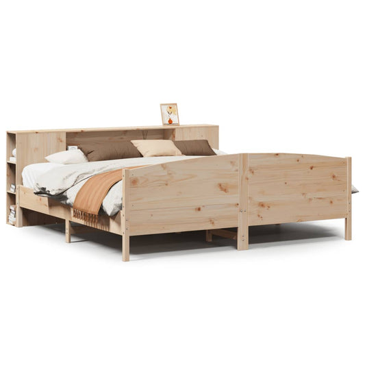 Massivholzbett mit Regal ohne Matratze 200x200 cm Kiefer