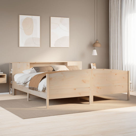 Massivholzbett mit Regal ohne Matratze 200x200 cm Kiefer