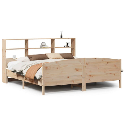 Massivholzbett mit Regal ohne Matratze 200x200 cm Kiefer