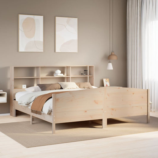 Massivholzbett mit Regal ohne Matratze 180x200 cm Kiefer