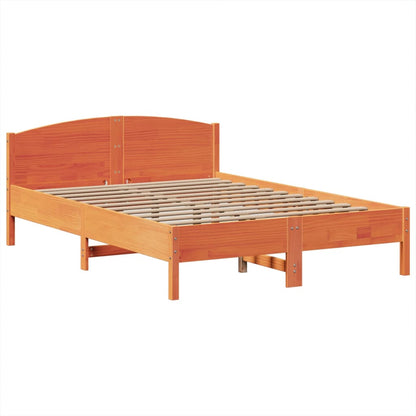 Massivholzbett mit Regal ohne Matratze Wachsbraun 160x200 cm