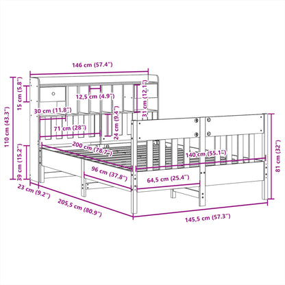 Massivholzbett ohne Matratze 140x200 cm Kiefernholz