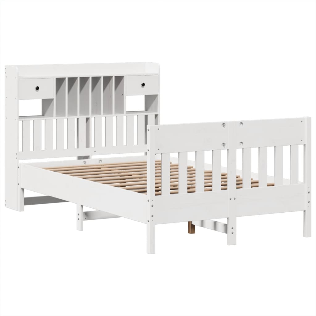 Massivholzbett ohne Matratze Weiß 135x190 cm Kiefernholz