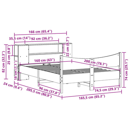 Massivholzbett ohne Matratze Weiß 160x200 Kiefernholz