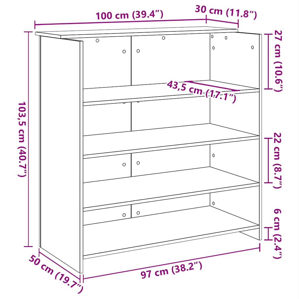 Empfangstheke Sonoma-Eiche 100x50x103,5 cm Holzwerkstoff