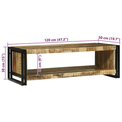Couchtisch Braun 120 x 50 x 38 cm Raues Mango-Massivholz
