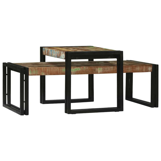 Couchtisch 2 pcs Mehrfarbig recyceltes Massivholz