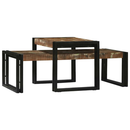 Couchtisch 2 pcs Mehrfarbig recyceltes Massivholz