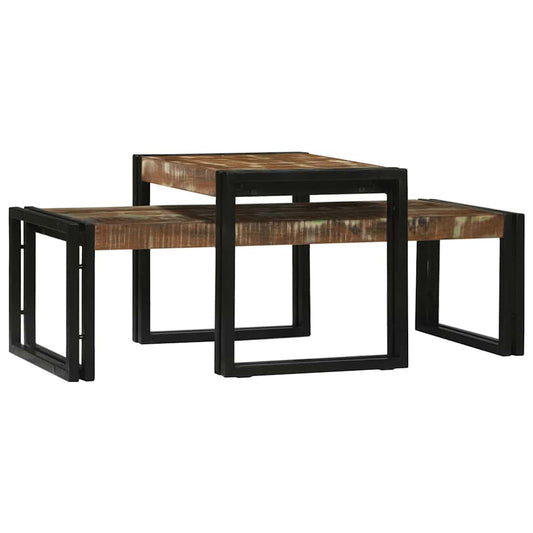 Couchtisch 2 pcs Mehrfarbig recyceltes Massivholz