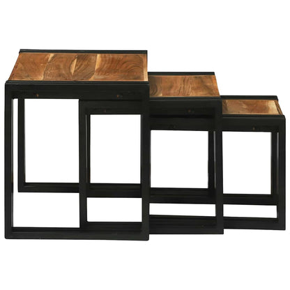 Nestingtisch 3 pcs Massives Akazienholz und ein Metall
