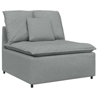 Modulares Sofa mit Fußhocker und Kissen Hellgrau