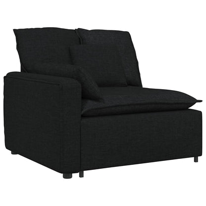 Modulares Sofa mit Fußhocker und Kissen Schwarz