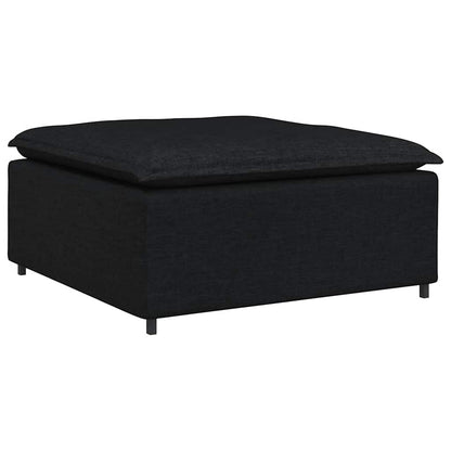 Modulares Sofa mit Fußhocker und Kissen Schwarz