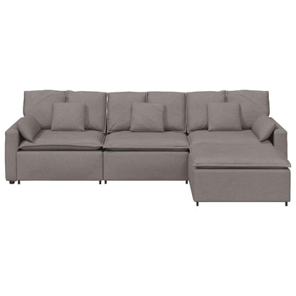 Modulares Sofa mit Fußhocker und Kissen Taupe
