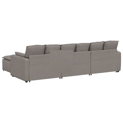 Modulares Sofa mit Fußhocker und Kissen Taupe