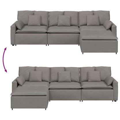 Modulares Sofa mit Fußhocker und Kissen Taupe