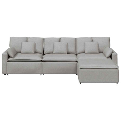 Modulares Sofa mit Fußhocker und Kissen Wolkengrau