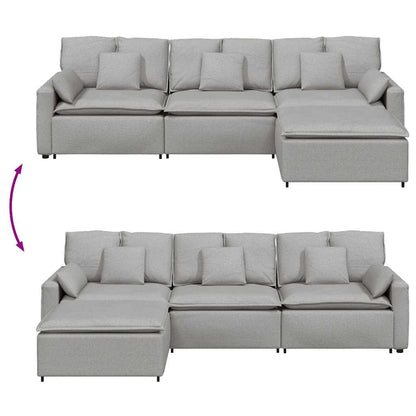 Modulares Sofa mit Fußhocker und Kissen Wolkengrau