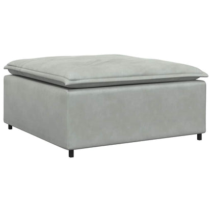 Modulares Sofa mit Fußhocker und Kissen Hellgrau