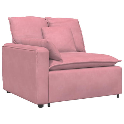 Modulares Sofa mit Fußhocker und Kissen Rosa