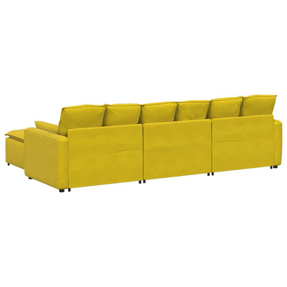 Modulares Sofa mit Fußhocker und Kissen Gelb