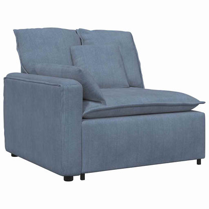 Modulares Sofa mit Fußhocker und Kissen Blau