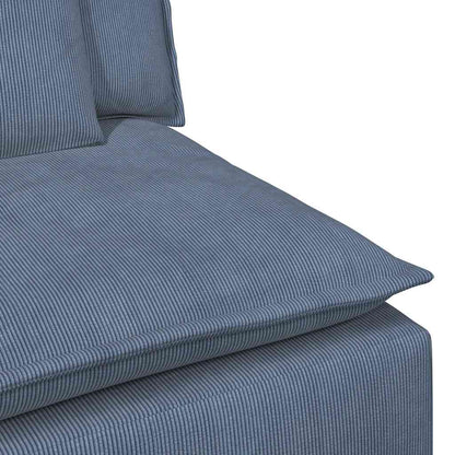 Modulares Sofa mit Fußhocker und Kissen Blau