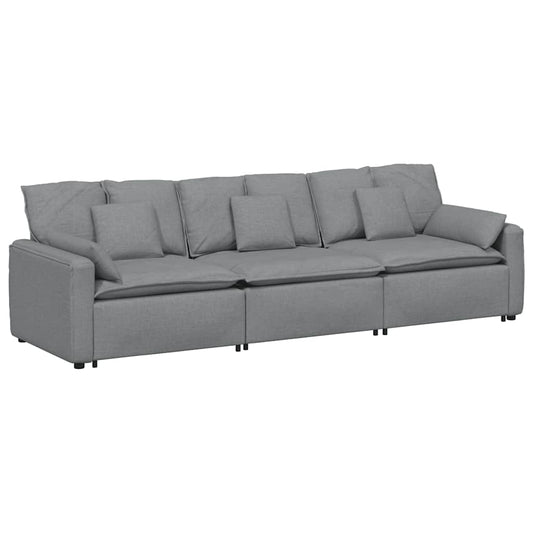 Modulares Sofa mit Kissen Hellgrau