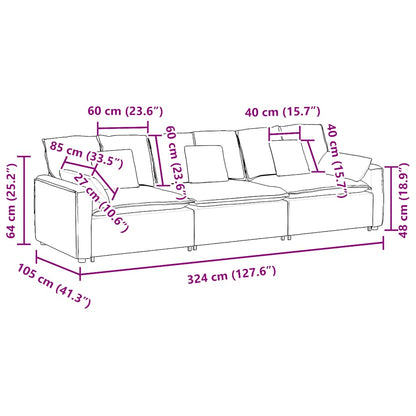 Modulares Sofa mit Kissen Blau